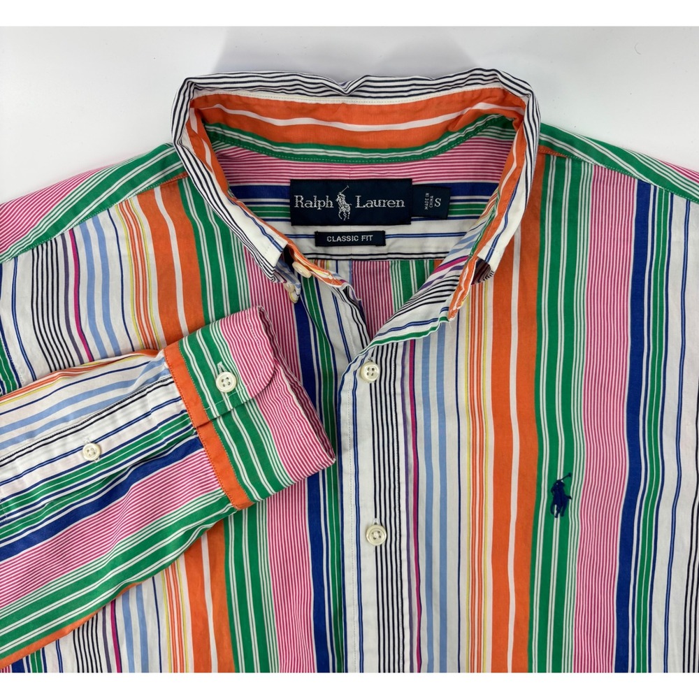 Ralph Lauren Button Down Shirt Men's Small Multicolor Striped Classic Fit